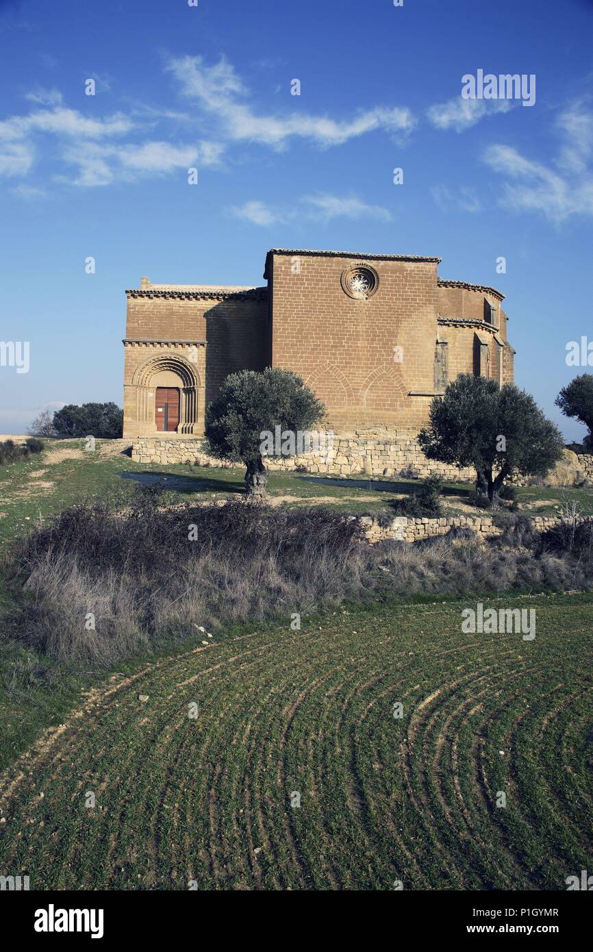 Espagne - ARAGON - Hoya de Huesca (district) - HUESCA. Ibieca ; Eglise de San Miguel de Foces (románico - gótica). Banque D'Images