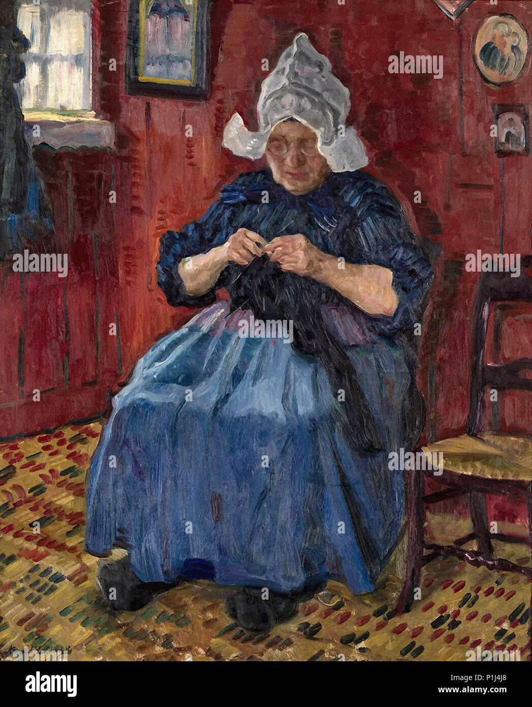 Lakhovsky Arnold Borisovich - Vieille Dame Knitting Banque D'Images