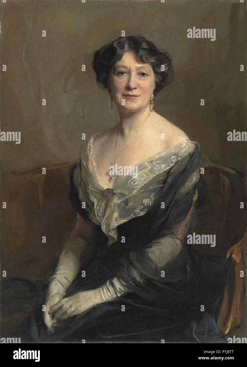 László FüLöp Elek - Portrait de Mme Lockett Agnew assis dans une robe de soirée noir Banque D'Images