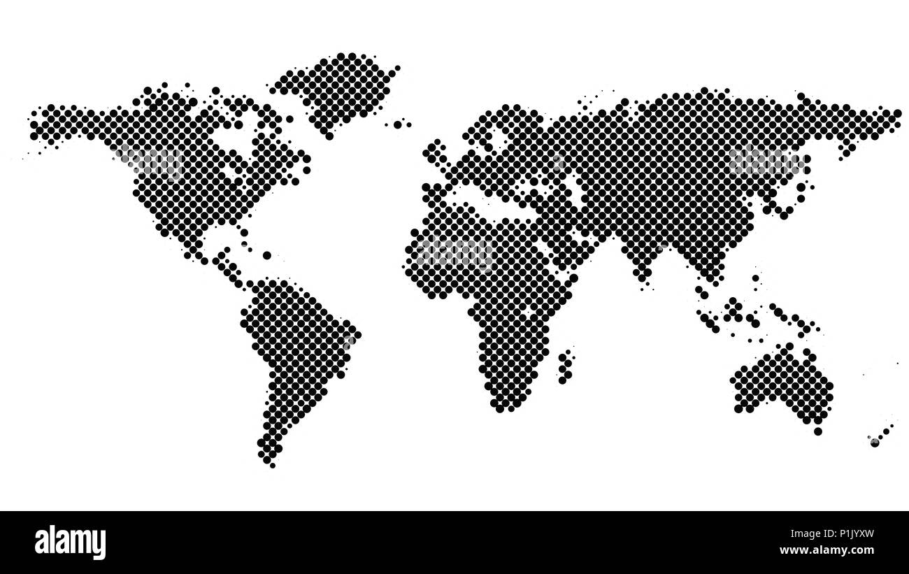 Schéma des points de trame world map background Illustration de Vecteur