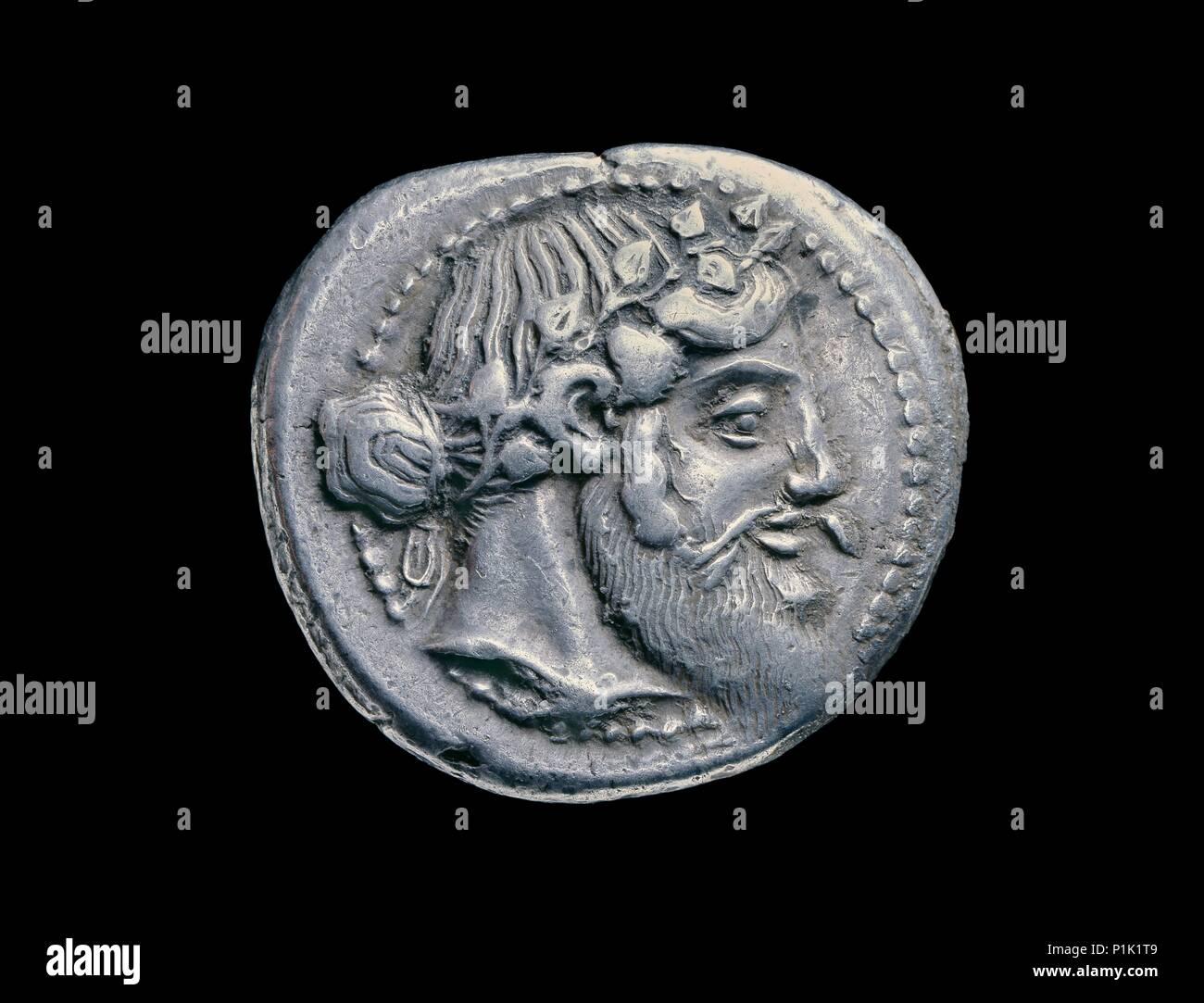 Pièce d'argent de la Grèce antique, 460 av. Dimension : diamètre : 29 mmweight : 17,22 gdie-axe : 9 heures Banque D'Images