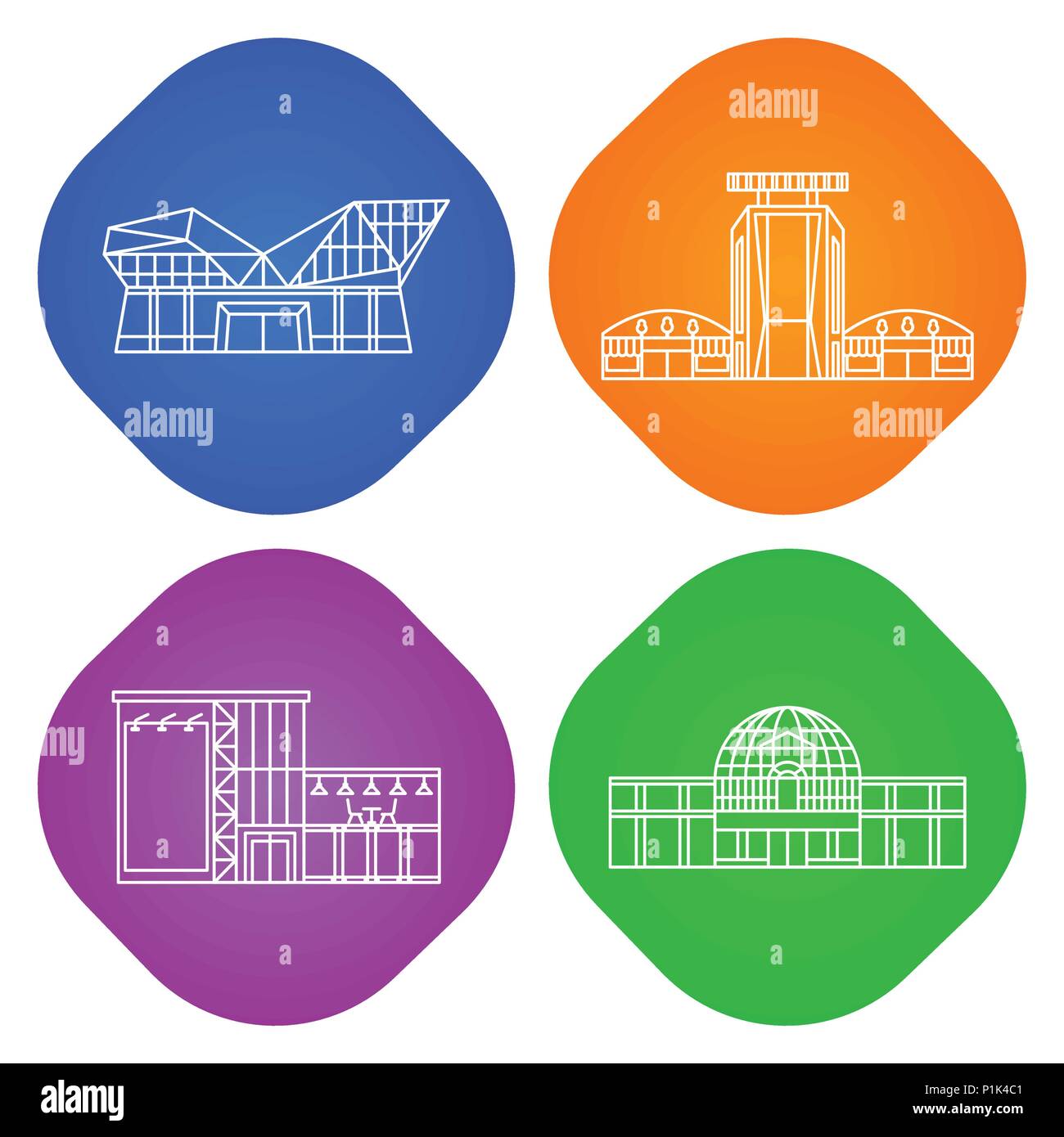 Centre commercial icônes linéaire Illustration de Vecteur