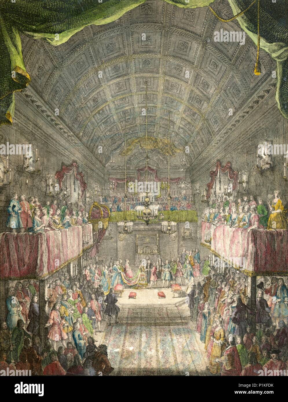 Mariage d'Anne, princesse royale, et William, prince d'Orange, St James' Palace, Londres, 1734. Artiste : Inconnu. Banque D'Images