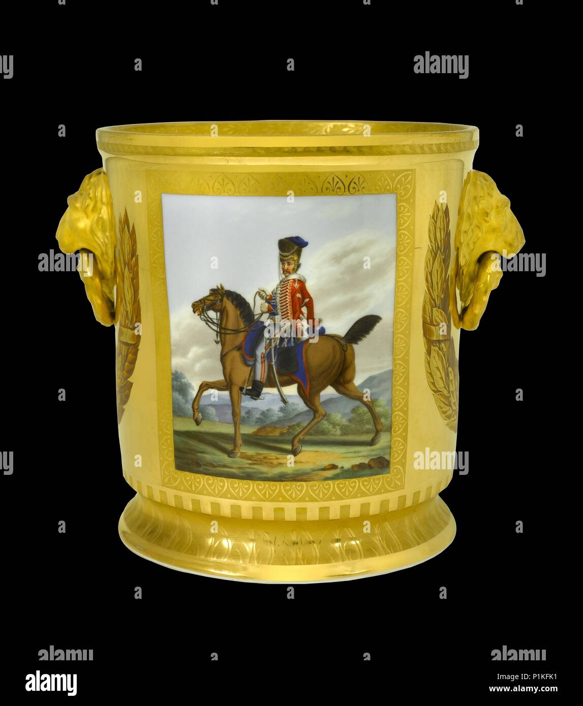 Refroidisseur à vin représentant un hussard Hanovrienne, 1817-1819. Artiste : Inconnu. Banque D'Images