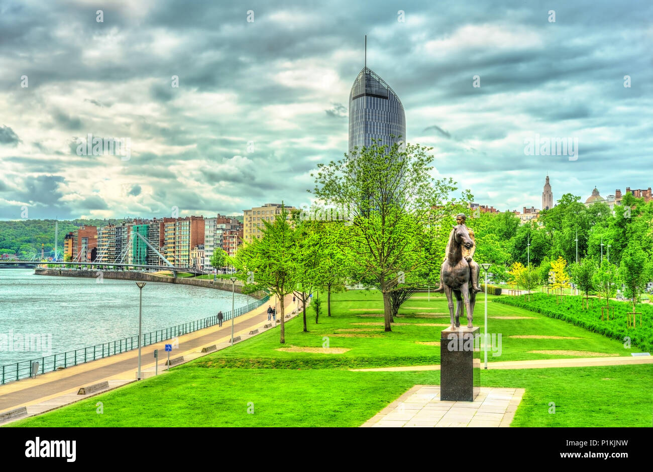 Monument équestre du roi Albert Ier de Belgique à Liège Banque D'Images