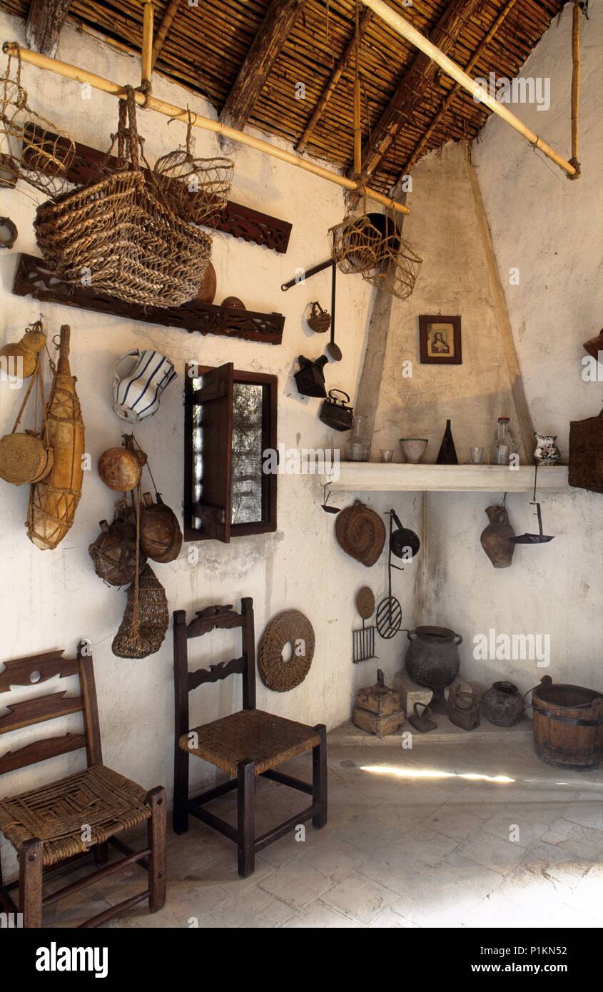 Alcantarilla, 'Museo de la Huerta' : région irriguée (musée) ; "barraca" (agriculteur intérieur de cabane). Banque D'Images