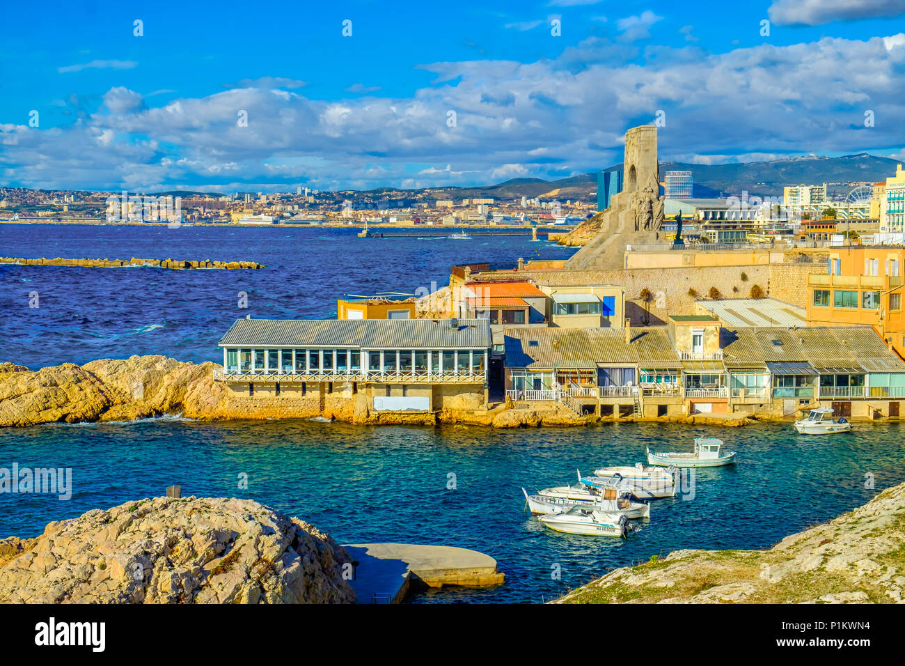 Marseille, France, mars 2018, Vallon des Auffres bay dans le 7ème arrondissement par la mer Méditerranée Banque D'Images