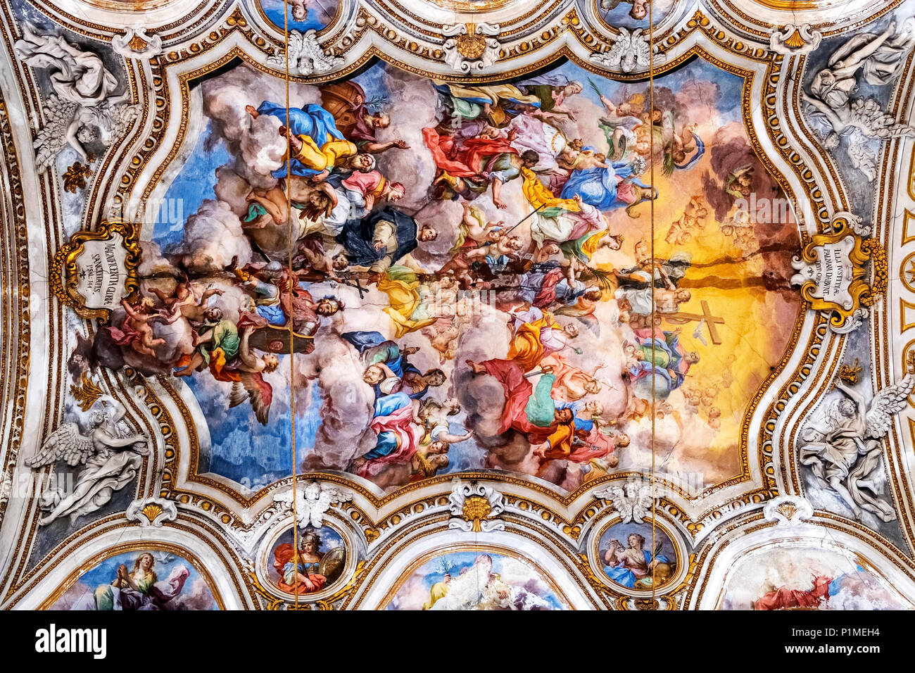 Fresques Santa Caterina d'Alessandria dans Egiggo à Palerme église Banque D'Images