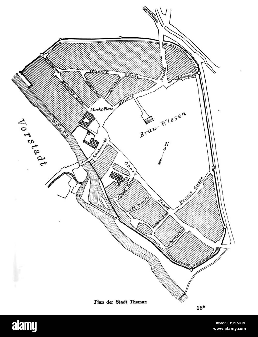 (1903) Plan der Stadt Themar im 19. Jahrhundert Banque D'Images
