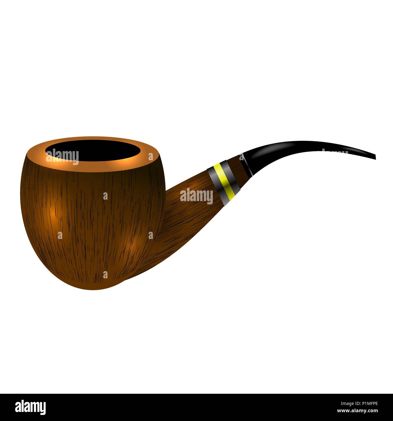 Pipe en Bois rétro isolé sur fond blanc Illustration de Vecteur