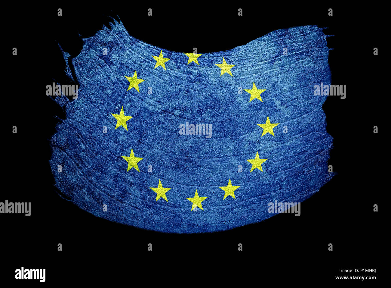 Grunge l'Europe de l'Union. Drapeau de l'UE avec la texture grunge. Coup de pinceau. Banque D'Images