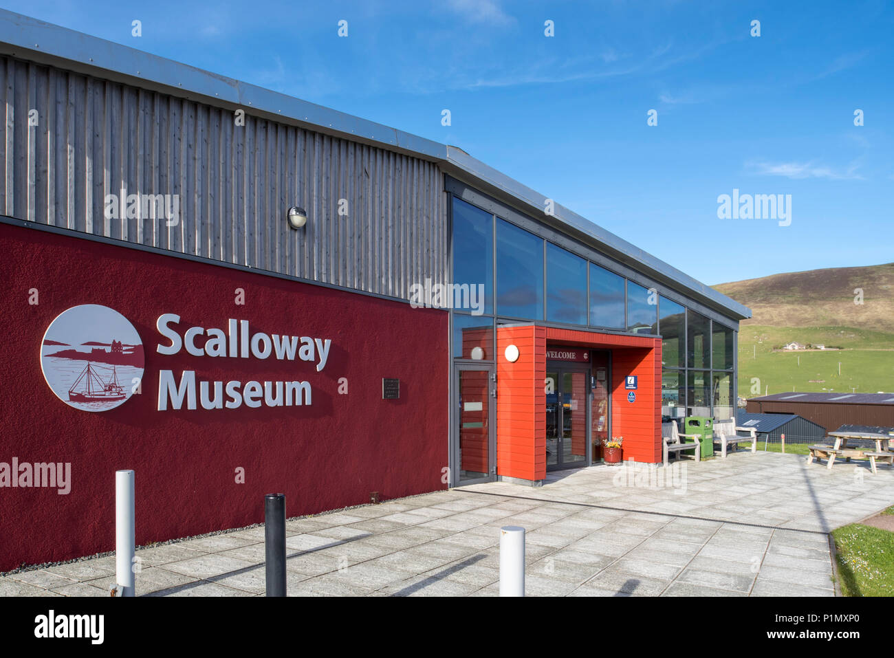 Entrée du musée Scalloway, Shetland, Scotland, UK Banque D'Images