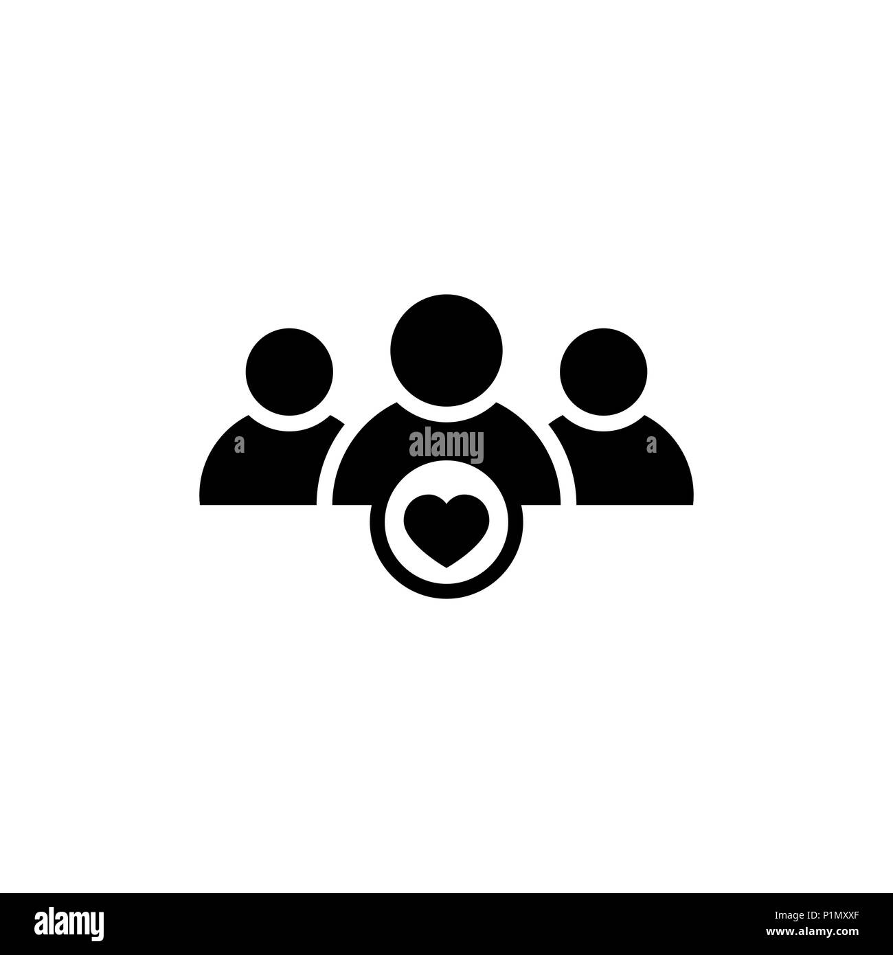 Icône de groupe utilisateur avec forme de coeur Illustration de Vecteur