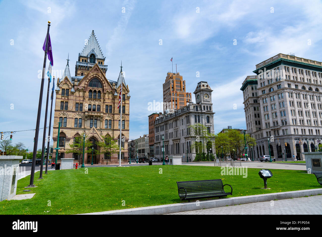 SYRACUSE, NY - 14 MAI 2018 : Clinton Square, au centre-ville de Syracuse, New York Banque D'Images