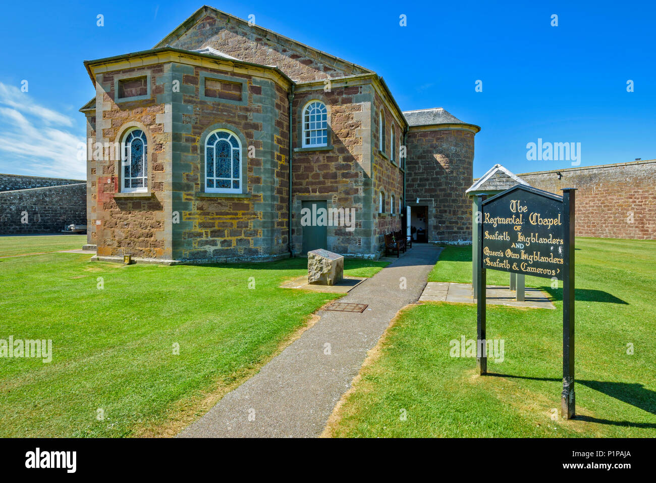 FORT GEORGE ARDERSIER INVERNESS ECOSSE LA CHAPELLE DU RÉGIMENT SEAFORTH ET QUEENS OWN HIGHLANDERS Banque D'Images