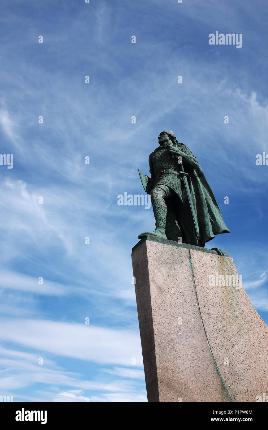 Statue de Leif Erikson, Reykjavik, Islande Banque D'Images