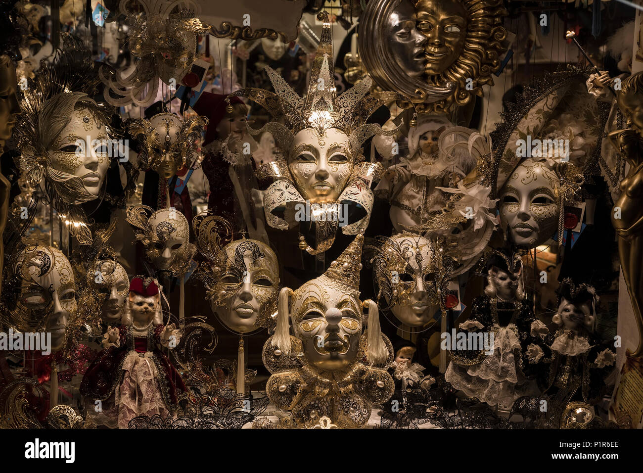 La variété des masques de carnaval de Venise avant Banque D'Images