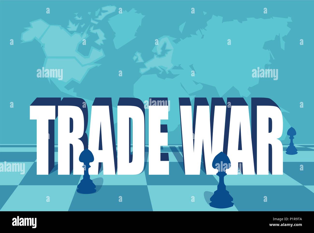 Vector illustration concept de guerre commerciale et de limiter les importations. Illustration de Vecteur
