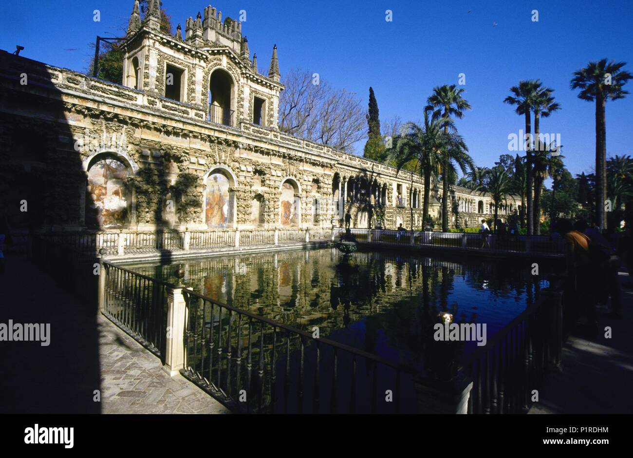 Les jardins de l'alcazar : Neptun / fontaine ou le mercure. Banque D'Images