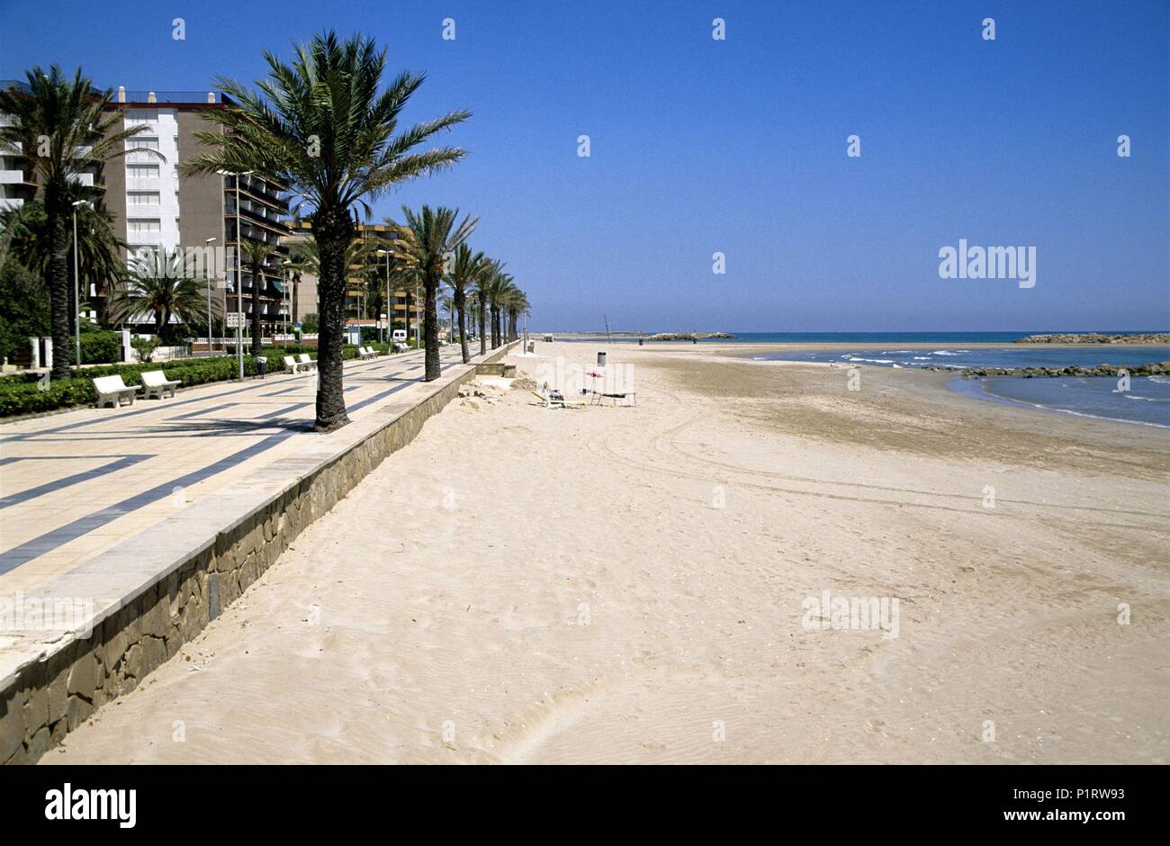 Espagne - Catalogne - Baix Penedés (district) - Tarragone. Cunit, Calafell / playa / platja de cunit. Banque D'Images