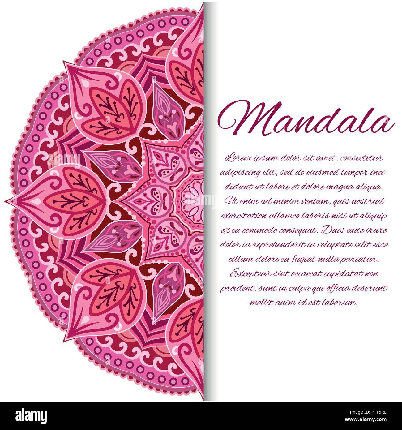 Carte avec mandala. Carte ou invitation. Mariage rouge Illustration de Vecteur