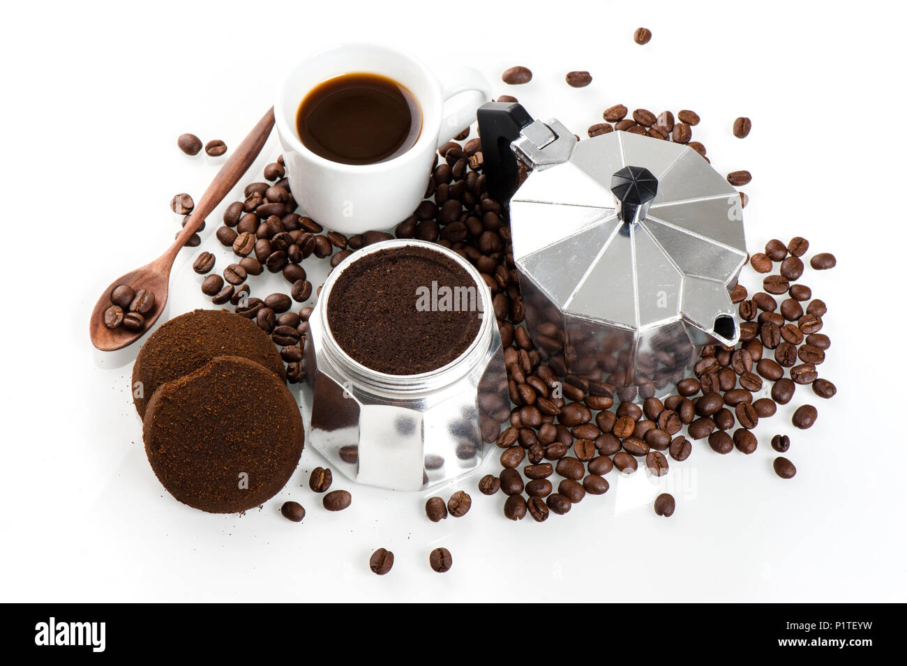 Les amoureux de café, café et équipements concept Banque D'Images