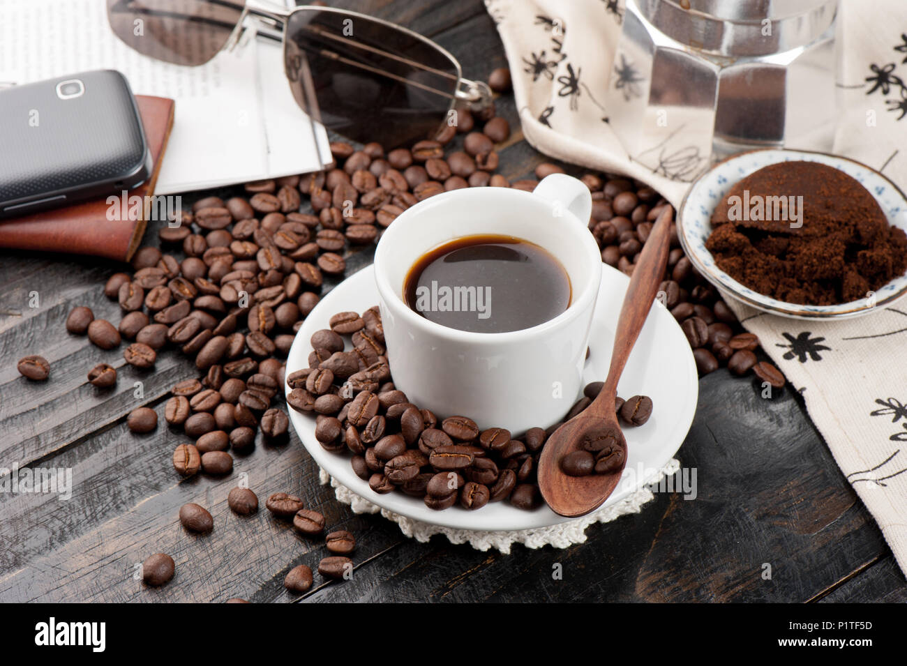 Les amoureux de café concept, un espresso Banque D'Images