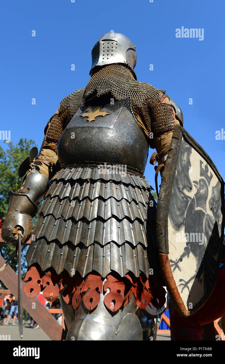 Au cours du tournoi de combat chevalier Odessa festival international de la culture médiévale. Banque D'Images