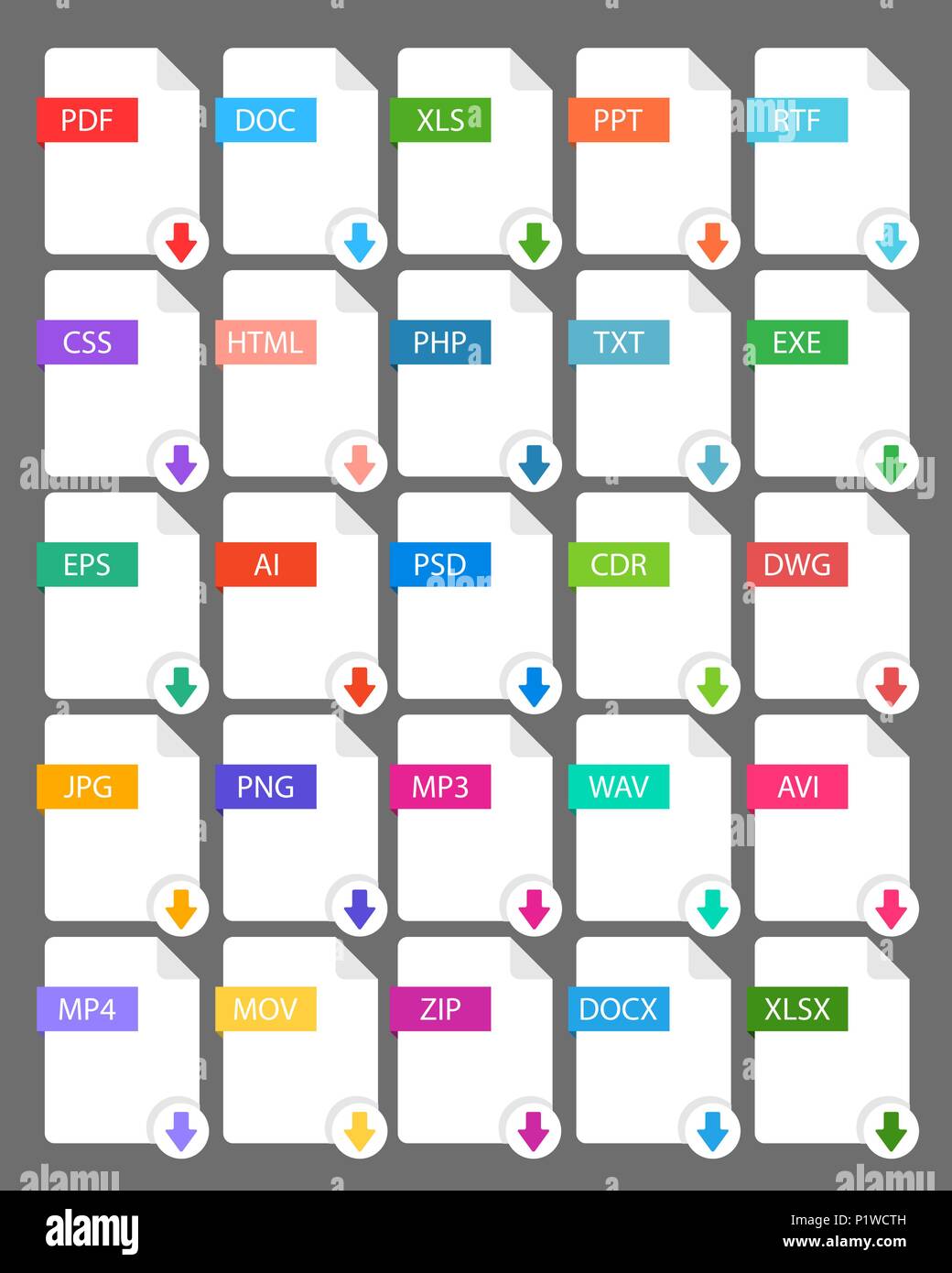 - Extension de fichier sur l'icône de couleur. Illustration de Vecteur