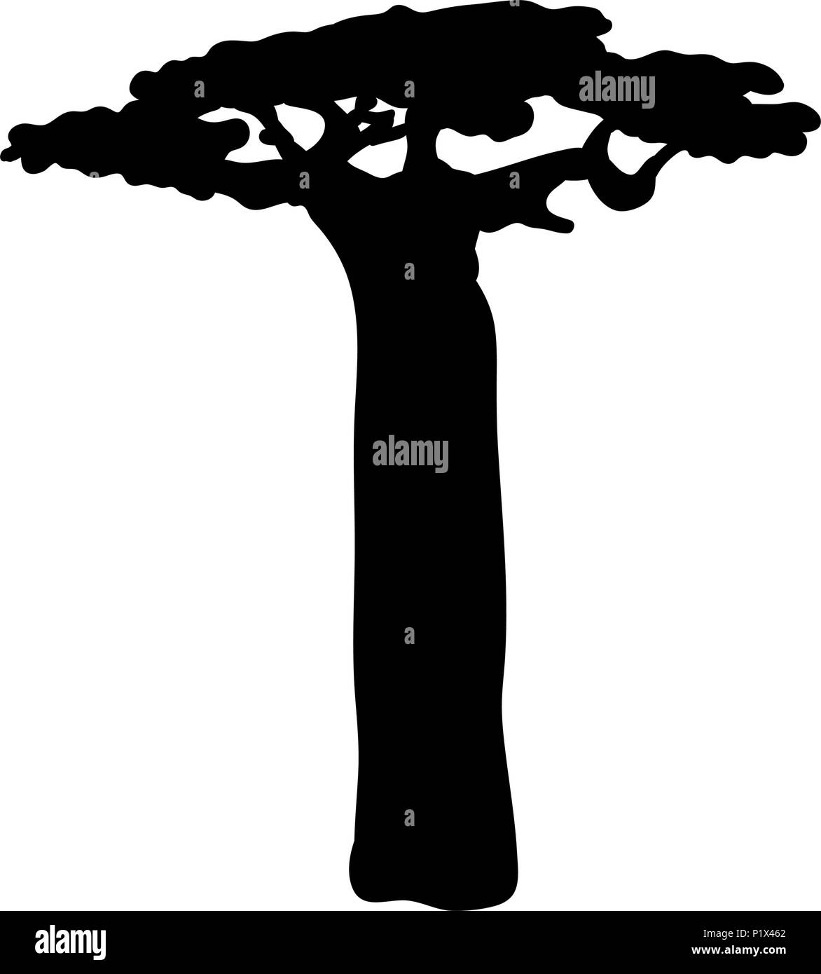 Baobab tree Silhouette icône flore Illustration de Vecteur