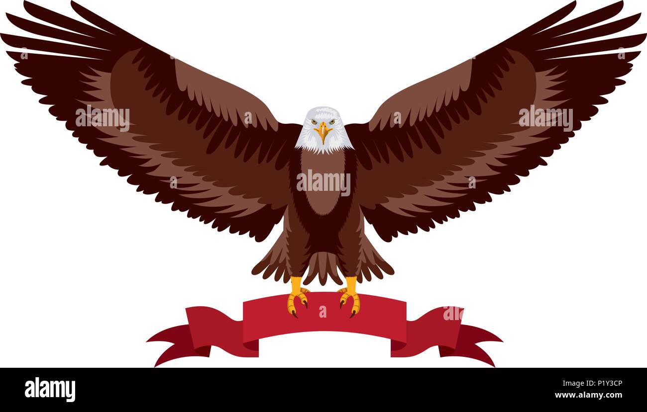 American Eagle ailes propagation avec ruban dans les serres vector illustration Illustration de Vecteur