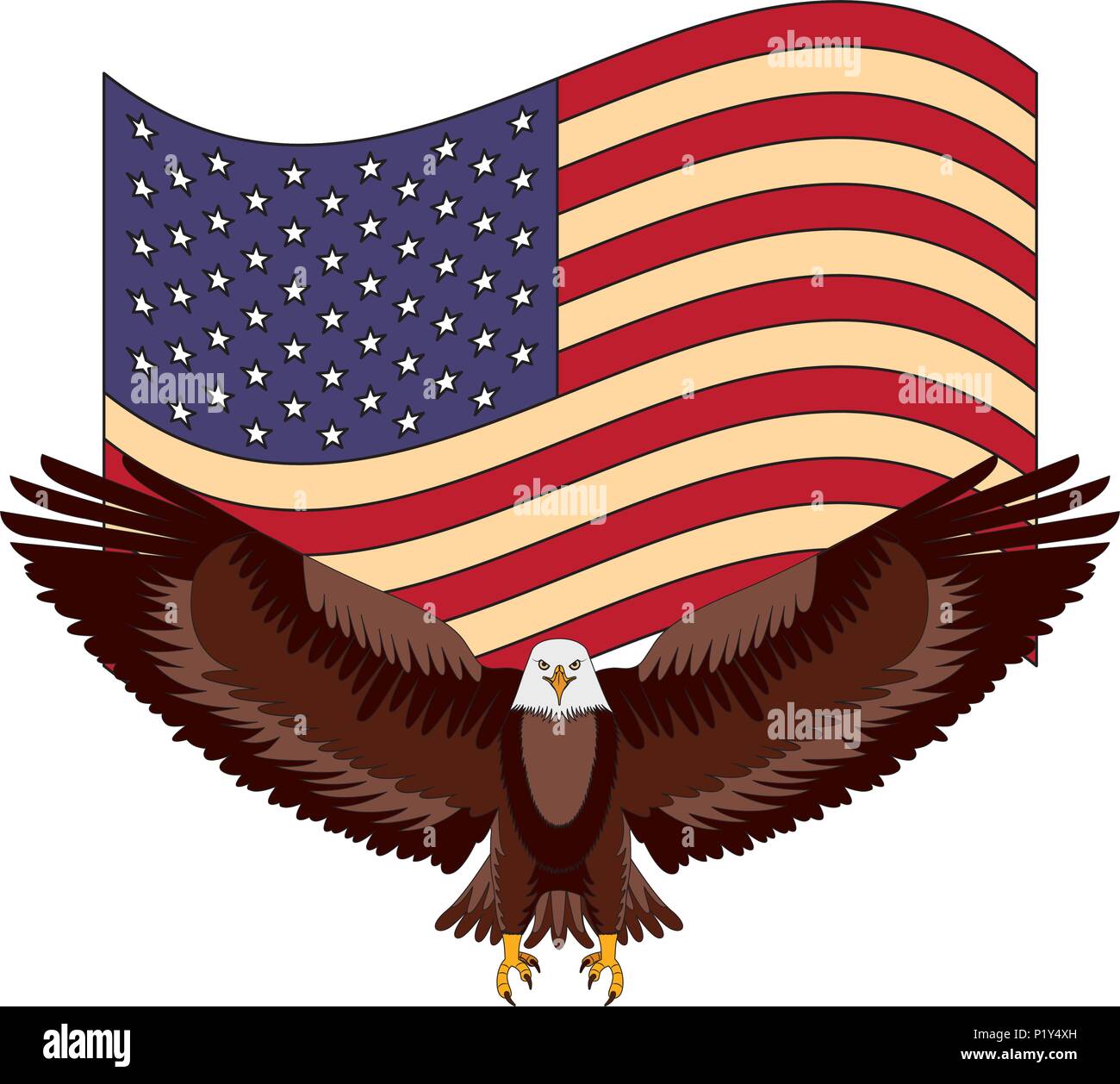 L Aigle Chauve Americain Avec L Embleme Du Drapeau Usa Vector Illustration Design Image Vectorielle Stock Alamy