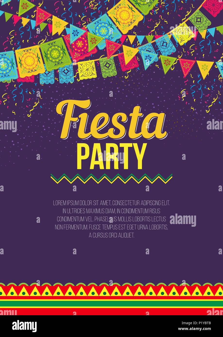 Affiche lumineuse invitant à Fiesta party Illustration de Vecteur