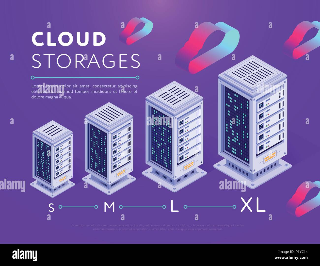 Base de données organisées sur stockages purple Illustration de Vecteur