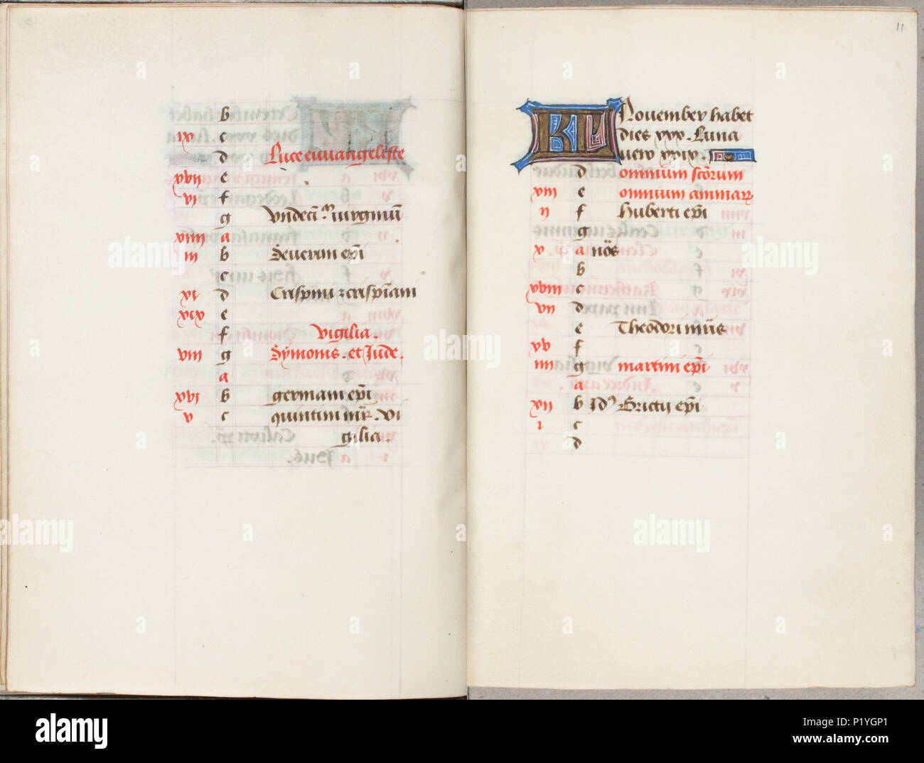 . Livre d'heures Trivulzio except where otherwise noted - KW 1 SMC - Calendrier pour le mois de novembre . Calendrier pour le mois de novembre vers 1470 .. Scribe : Nicolas Spierinc 309 Trivulzio except where otherwise noted livre d'heures - SMC 1 KW - Calendrier pour le mois de novembre Banque D'Images