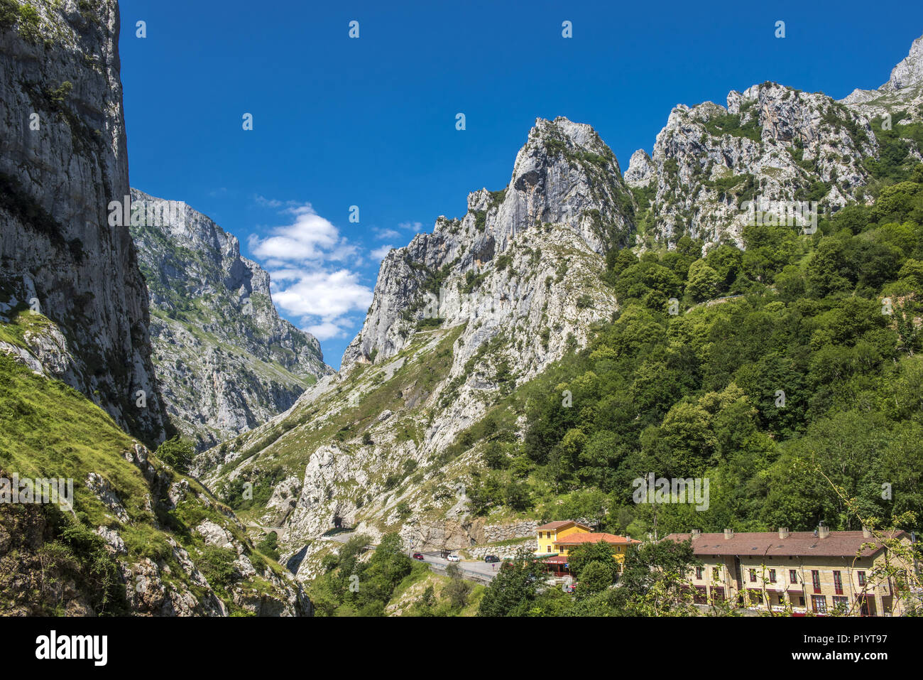 L'Espagne, parc national de los Picos de Europa, montagnes de Camarmena Bulnes Banque D'Images