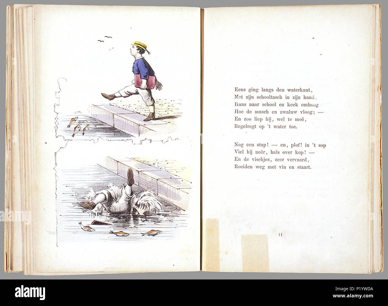 . Prentenboek als een nieuw aardig op het vervolg beroemde Hoogduitsche kinderwerk 'Der' Struwwelpeter voor Nederlandsche jongens en meisjes bewerkt / W.P. porte Razoux. Heruitgave in a general sense rencontré nieuwe illustraties die met de côté ingekleurd zijn. // Heruitgave 20 p., 16 pl. bl : handgekl. lith // Datering : niet dans Rühle : c'Kinder, schatting van Theo Gielen // Twee verhalen (de vliegende Robert en Hans Kijk-en-de-lucht) komen uit de Duitse versie 2e uit 1858 van Der Struwwelpeter de Heinrich Hoffmann, de andere verhalen uit 'Der Grüne Bub' // De keerzijde van de illustraties est onbedrukt // B Banque D'Images