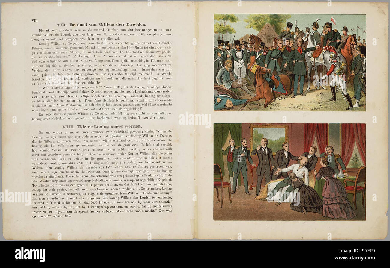 . Feestgeschenk voor onze jongens en meisjes bij het feest van den zilvren Z.M. Koning, 12 mei 1849-1874 porte / P.J. Andriessen. Boek waarin de vaderlandslievende jeugd wordt uitgelegd pourquoi de koningen Willem I, II, III en zijn zo belangrijk. Rencontré onder meer informatie over de strijd tegen de Belgen, de grondwet van watersnood en de 1861. Rencontré 6 od twee bladen continuelle gekleurde illustraties staan. De titelpagina est en zwart, rood en goud gedrukt. XII, p. 6 bl. pl. lithogr gekl : // // De keerzijde Omslagtitel der illustraties est onbedrukt Lithografieën // bij Emrik gedrukt te Binger & haar Banque D'Images