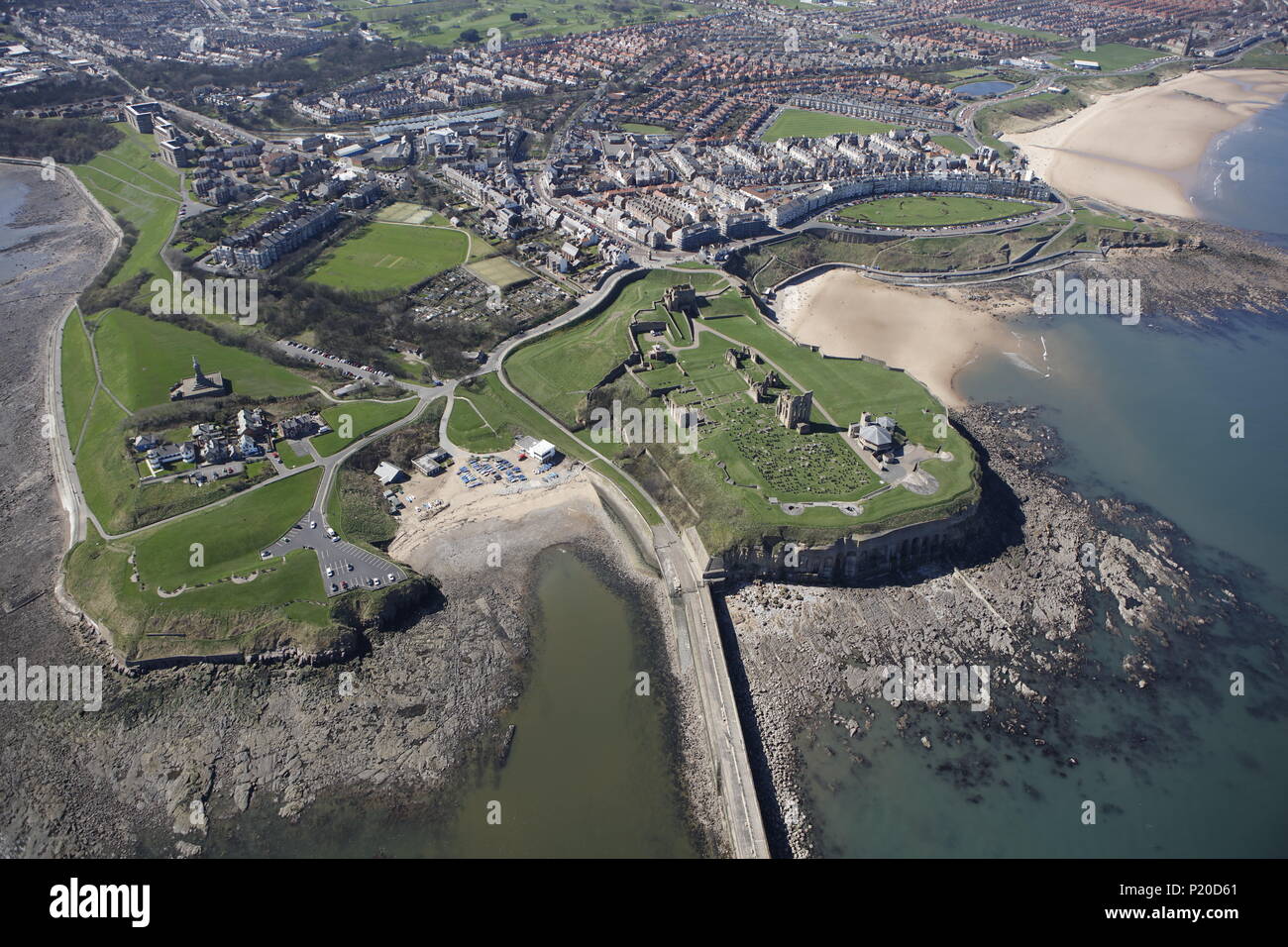 Une vue aérienne de Tynemouth, Angleterre du Nord-Est Banque D'Images