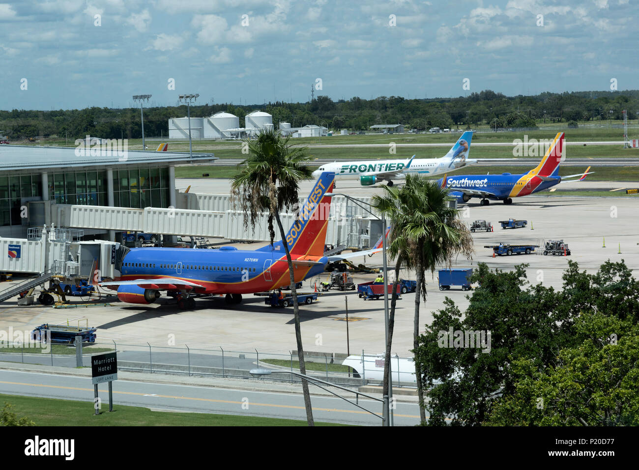 L'Aéroport International de Tampa, Floride, USA. En 2018. Aperçu de l'aérogare sud-ouest et de l'avion. Banque D'Images