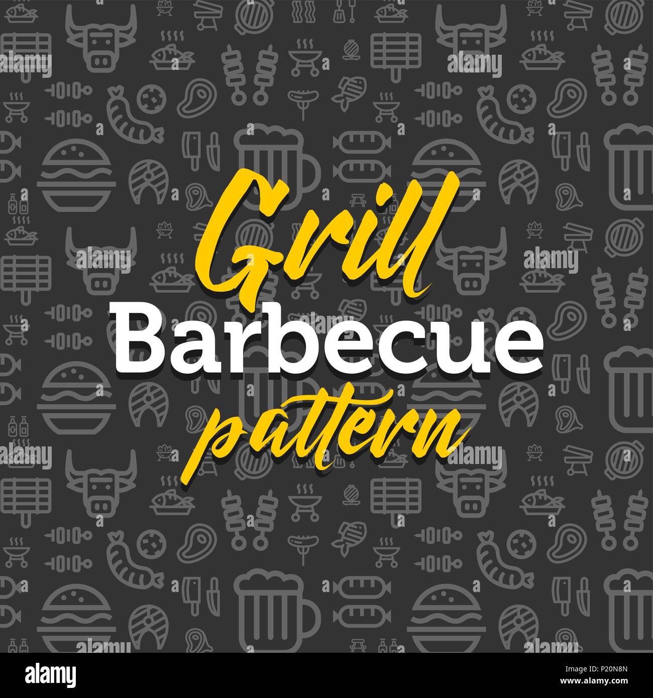 Modèle de barbecue avec vector illustration simple contour télévision icônes de texture background Illustration de Vecteur