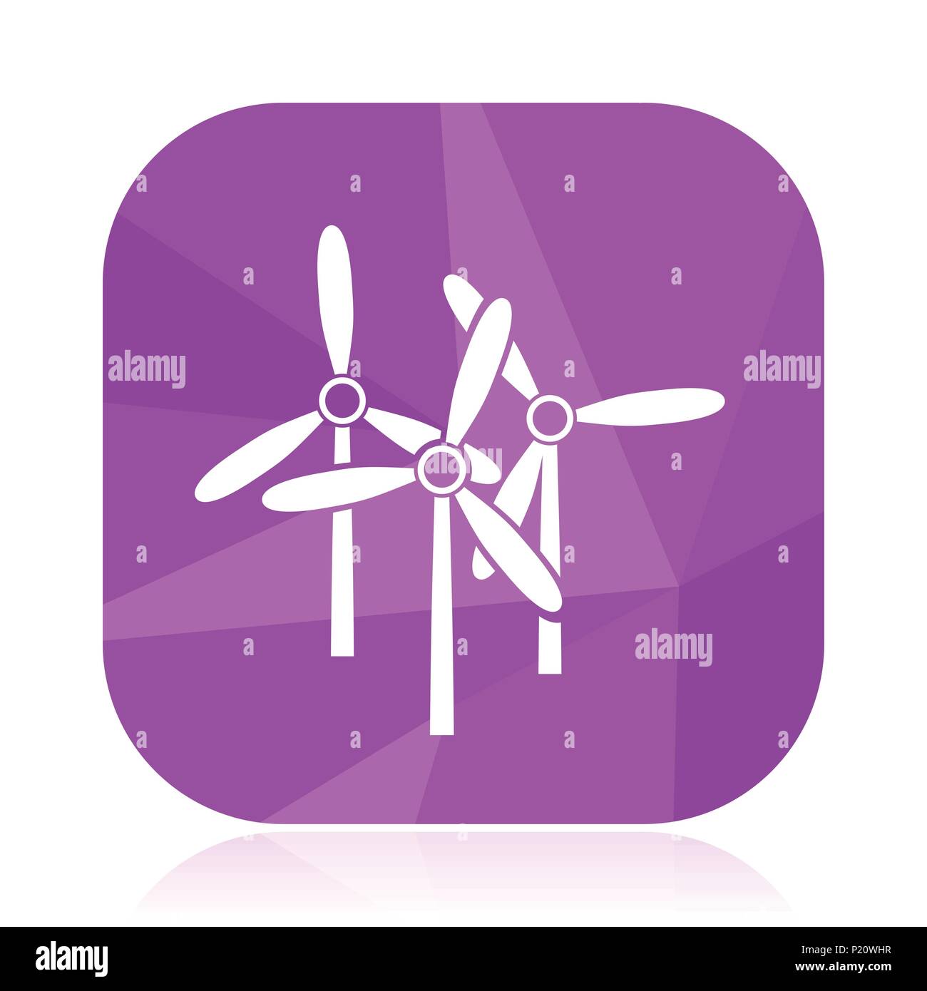 Moulin télévision vector icône. L'énergie renouvelable bouton web violet. Internet éolienne square signe. Power plant design moderne symbole dans spe 10. Illustration de Vecteur