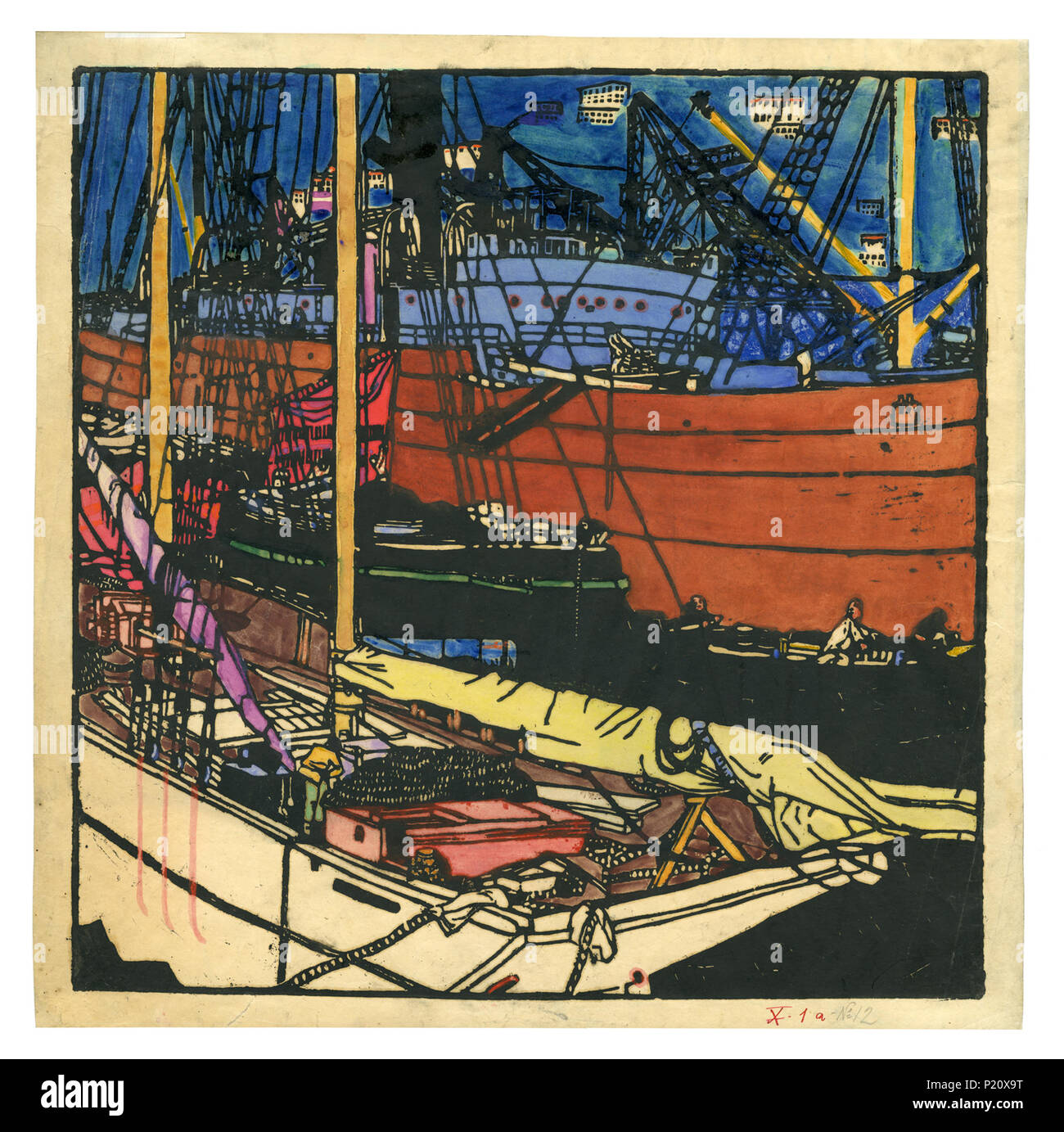 . Deutsch : Rudolf Kalvach Farbholzschnitt Hafen von Triest . Août 1907. Rudolf Kalvach († 13. März 1932) 278 HafenTriest Rudolf Kalvach Farbholzschnitt Banque D'Images