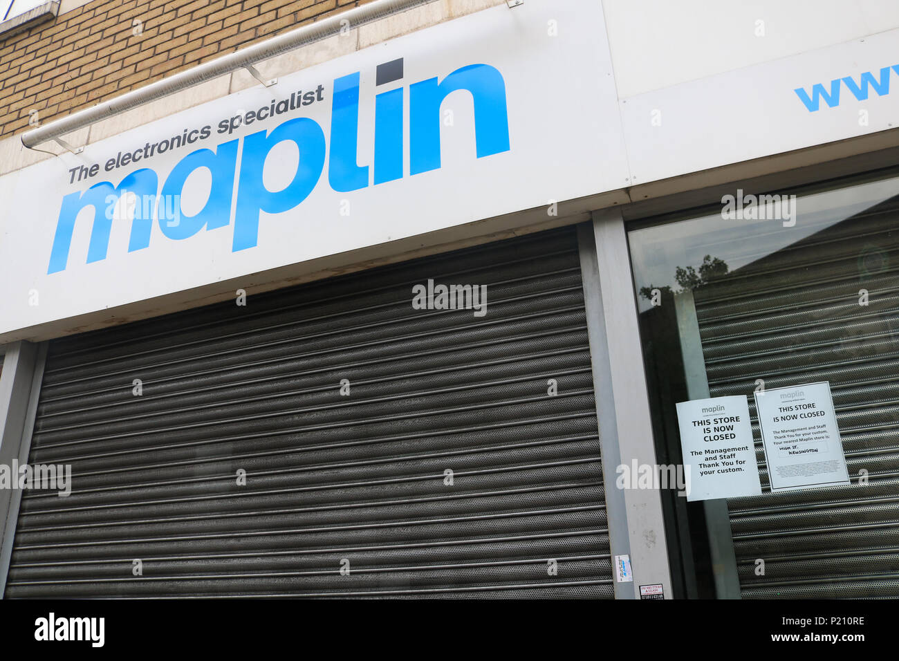 London UK. 13 juin 2018. La succursale de Maplin Electronics store à Wimbledon a fermé après aller dans l'administration. Maplin Shop suit la fermeture d'autres enseignes en difficulté comme Mothercare, Toys R Us, Carpetright et Poundworld après avoir été victime d'ennuis d'argent Credit : amer ghazzal/Alamy Live News Banque D'Images