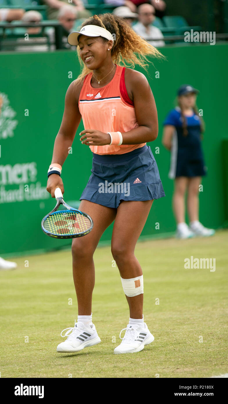 Centre de tennis de Nottingham, Nottingham, Royaume-Uni. 13 Juin, 2018. La Nature Valley Open de tennis ; Naomi Osaka (JPN) voit le côté drôle dans son match avec Denisa Allertova (CZE) Credit : Action Plus Sport/Alamy Live News Banque D'Images
