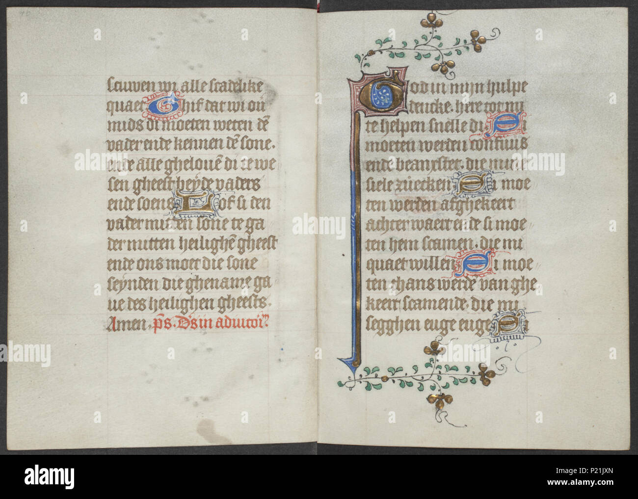 . Livre d'heures du maître de Zweder van Culemborg - KO 79 K 2 - Folios 035v (à gauche) et 036r (droite) . Folio 035v gauche et droite folio 036r à partir de la réserve d'heures par le maître(s) de Zweder van Culemborg . entre vers 1430 et vers 1435 33 Livre d'heures du maître de Zweder van Culemborg - KO 79 K 2 - Folios 035v (à gauche) et 036r (droite) Banque D'Images