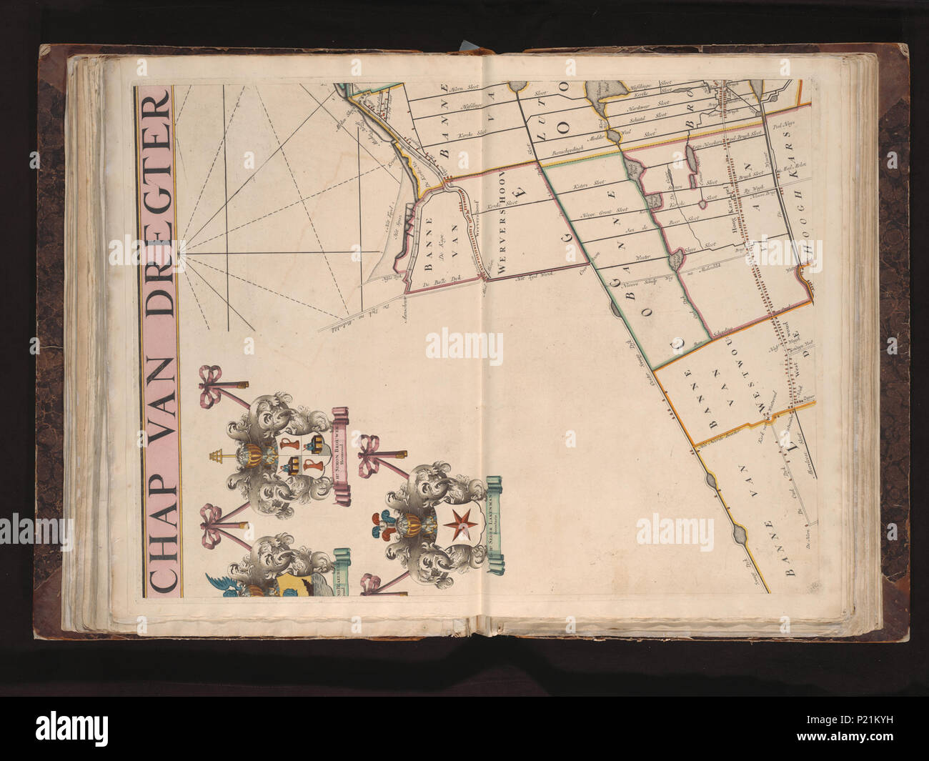 . Nieuwe kaarte dyckgraafschap Dregterlandt van het van Oostwoudt MDCCXXIII / [Govert] . Échelle [ch. 1:15,000]. 8 feuilles carte murale de Drechterland . 1723. Govert Oostwoudt XUBAKZL12A5 052, 3/23/12, 1:26 PM, 8C, 7992x10656 (0 +0), 100  %  %  %  %, Juni 2011 PPRO, 1/120 s, r55.1, G22.4, B20.2 188 Carte - Collections spéciales de l'Université d'Amsterdam - OTM- HB-KZL I 2 A 5 (52) Banque D'Images
