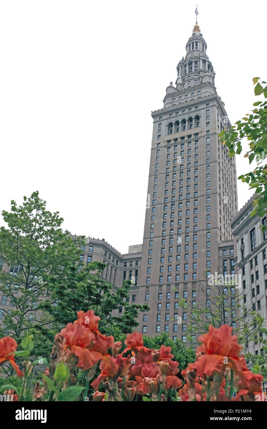 Le centre-ville de tour, également connu sous le nom de Tour de Terminal, est un bâtiment emblématique dans le centre-ville de Cleveland, Ohio, USA connus de ceux qui voyagent, vivent ou travaillent ici. Banque D'Images