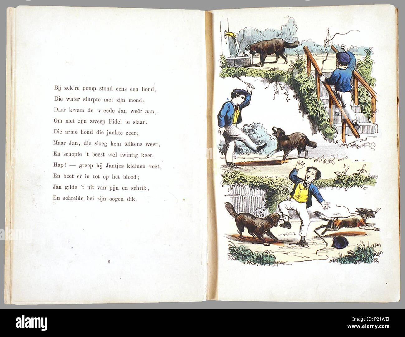 . Prentenboek leerzame een aardig rencontré vertellingen, naar het beroemde Hoogduitsche kinderwerk 'Der' Struwwelpeter voor Nederlandsche jongens en meisjes bewerkt / W.P. porte Razoux. Heruitgave in a general sense rencontré nieuwe illustraties die met de côté ingekleurd zijn. // Heruitgave 20 p., 16 pl. bl : handgekl. lith // De oorspronkelijke auteur est Heinrich Hoffmann // Datering : niet dans Rühle : c'Kinder, schatting Theo Gielen // De keerzijde van de illustraties est onbedrukt // bevat 8 verhalen : De Geschiedenis van den wreeden ; Jan De Geschiedenis van de zwarte jongens ; De Geschiedenis van den wilden jage Banque D'Images