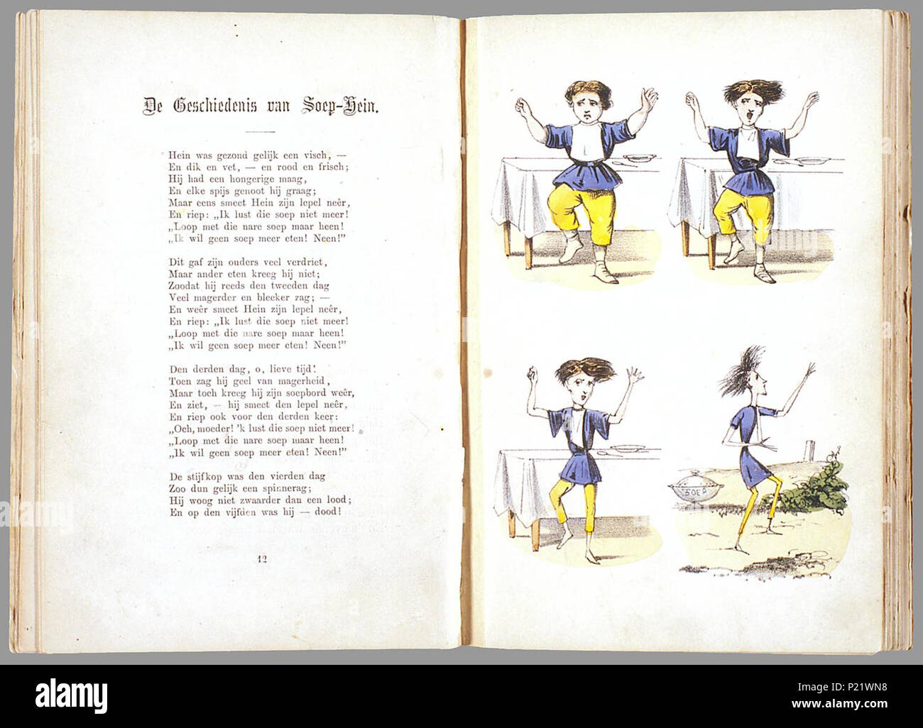 . Prentenboek leerzame een aardig rencontré vertellingen, naar het beroemde Hoogduitsche kinderwerk 'Der' Struwwelpeter voor Nederlandsche jongens en meisjes bewerkt / W.P. porte Razoux. Heruitgave in a general sense rencontré nieuwe illustraties die met de côté ingekleurd zijn. // Heruitgave 20 p., 16 pl. bl : handgekl. lith // De oorspronkelijke auteur est Heinrich Hoffmann // Datering : niet dans Rühle : c'Kinder, schatting Theo Gielen // De keerzijde van de illustraties est onbedrukt // bevat 8 verhalen : De Geschiedenis van den wreeden ; Jan De Geschiedenis van de zwarte jongens ; De Geschiedenis van den wilden jage Banque D'Images